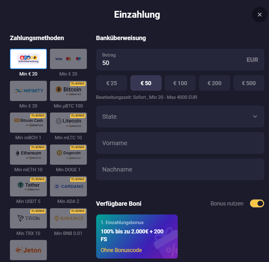 RollXO deposit